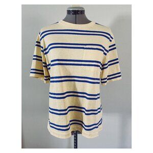 VTG Land's End Sz M Super Tee Blue Yellow Stripe Made in USA
